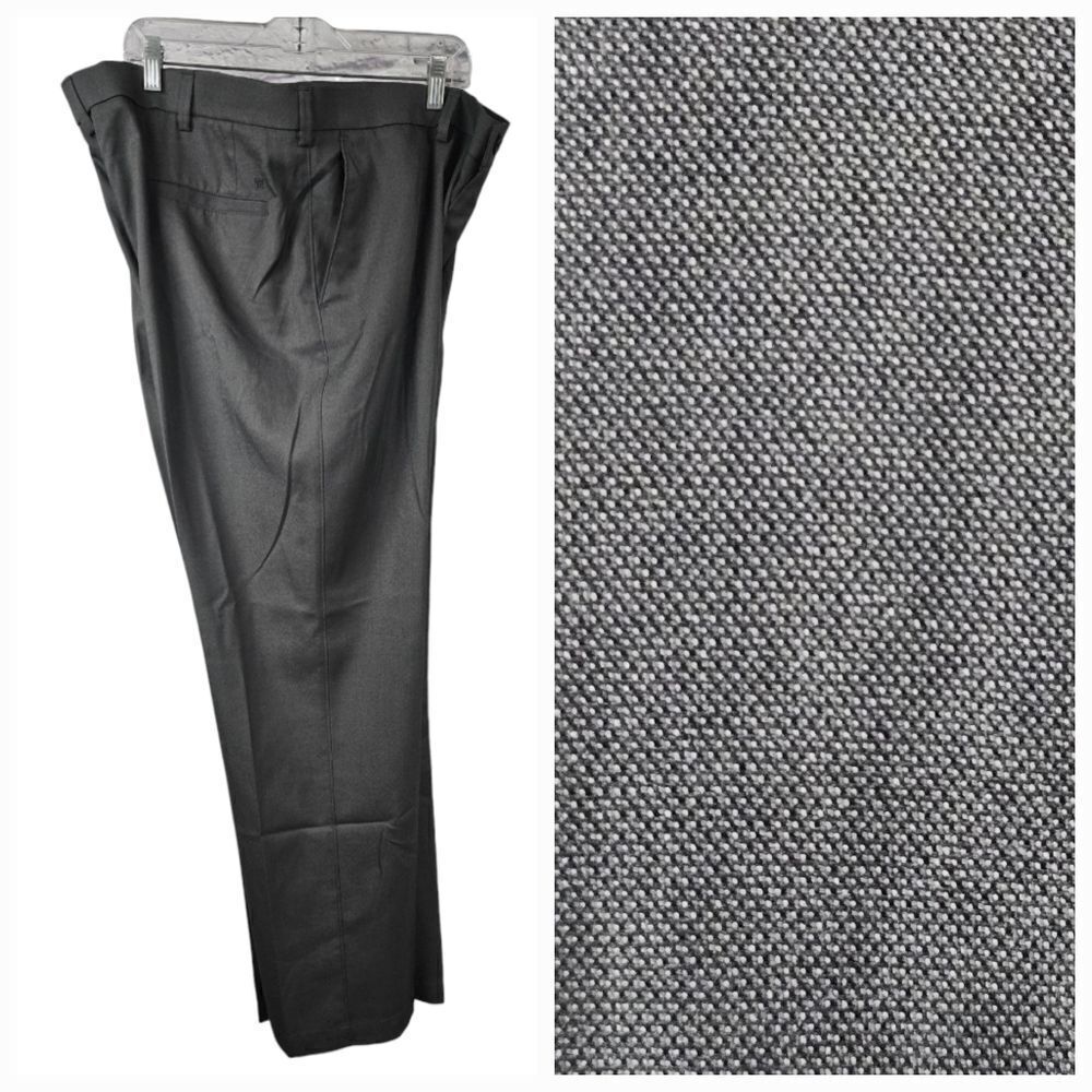 Haggar Men's 40x30 Performance Microfiber Slacks Heather Gray Trousers Uniform
